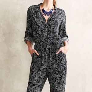 Anthro Lilka Atacama Black & White Jumpsuit